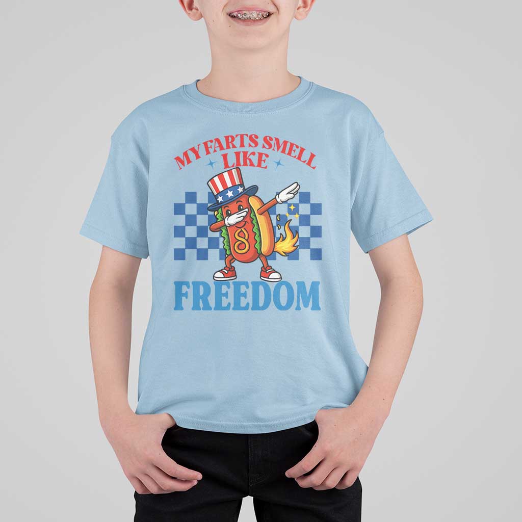 Funny My Farts Smell Like Freedom T Shirt For Kid July 4th Hot Dog Lover - Wonder Print Shop