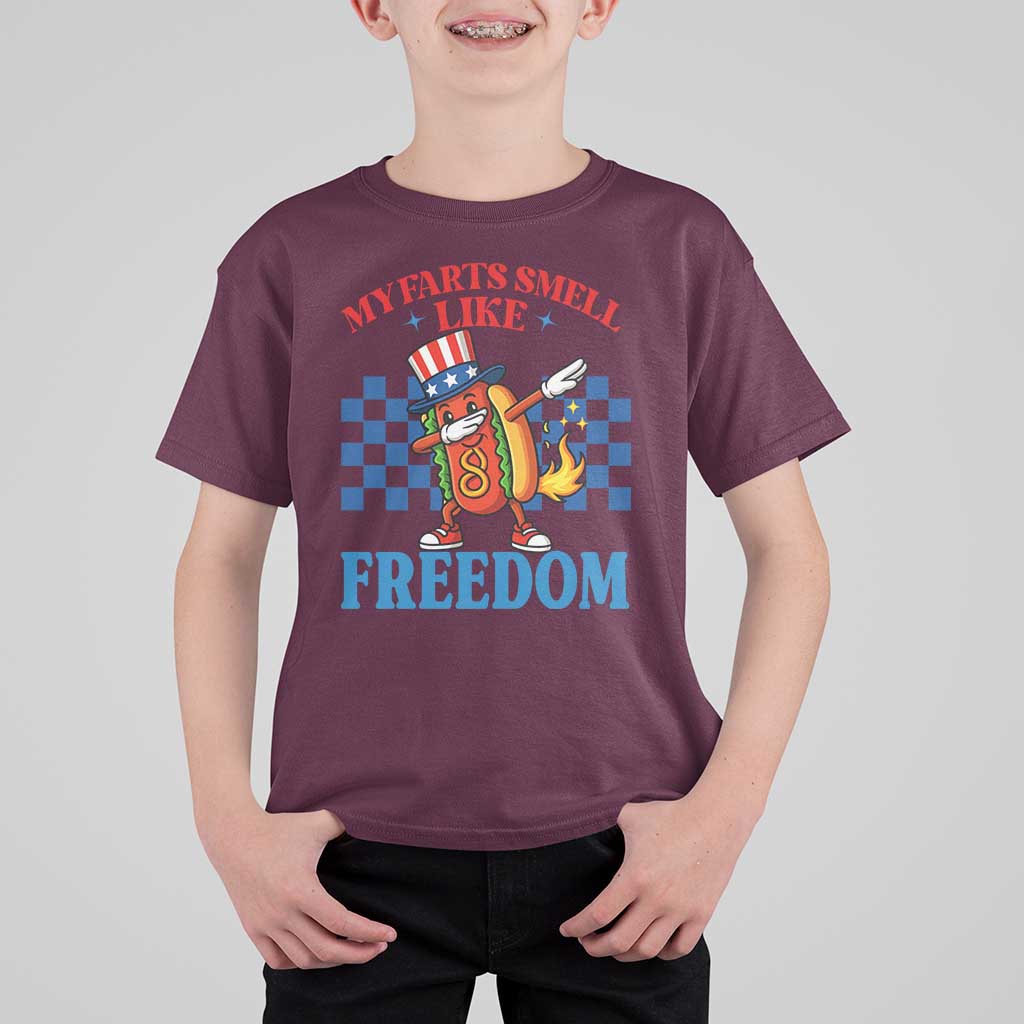 Funny My Farts Smell Like Freedom T Shirt For Kid July 4th Hot Dog Lover - Wonder Print Shop