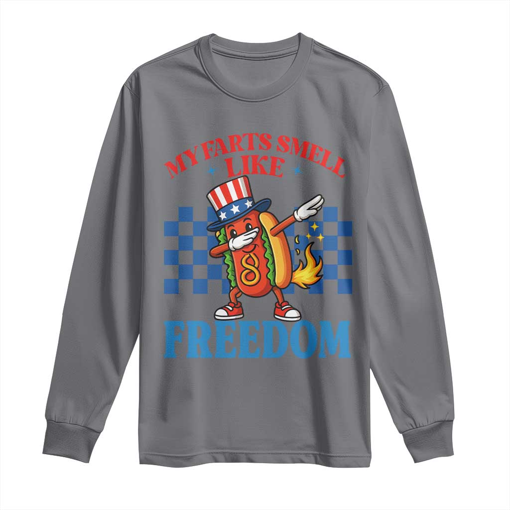 Funny My Farts Smell Like Freedom Long Sleeve Shirt July 4th Hot Dog Lover - Wonder Print Shop