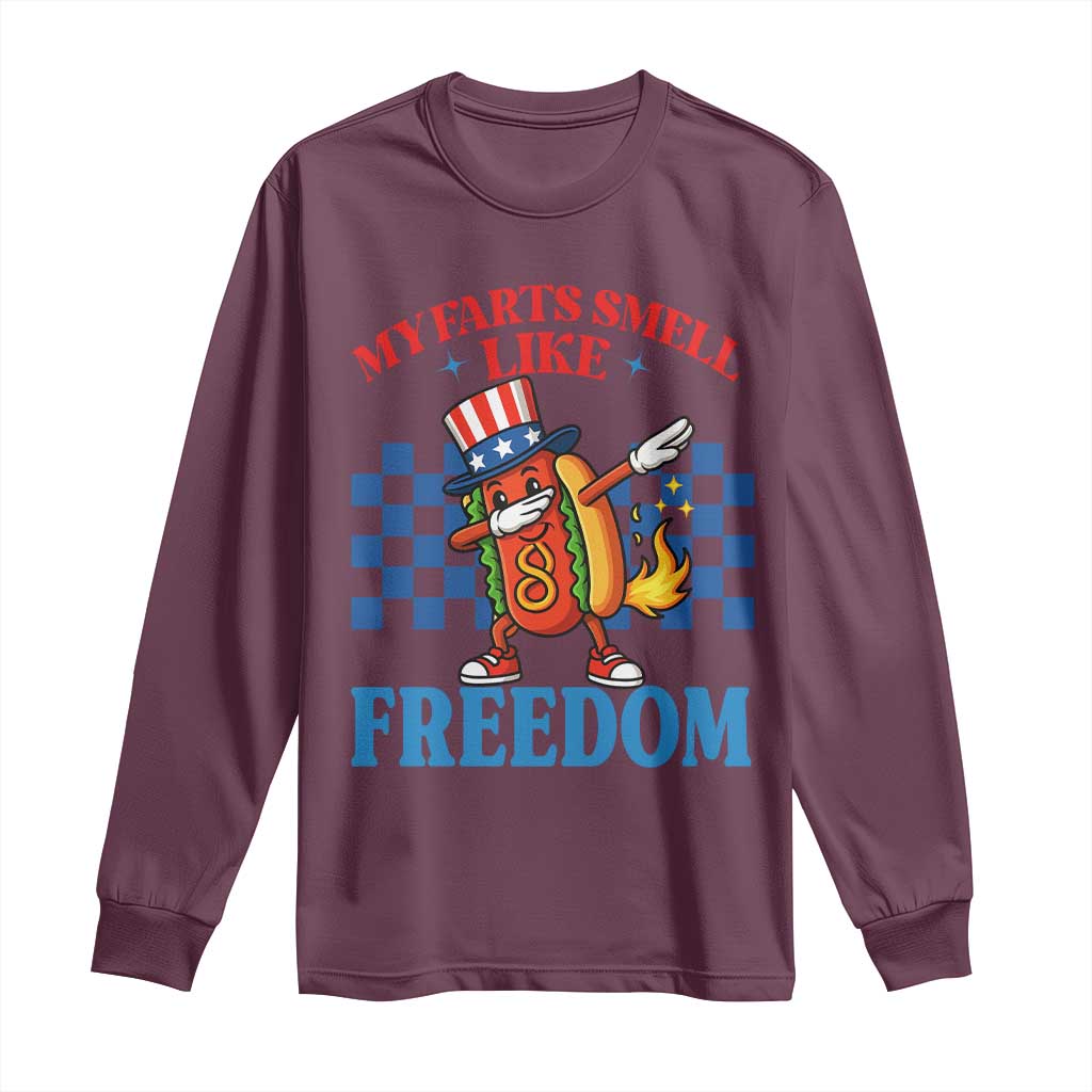 Funny My Farts Smell Like Freedom Long Sleeve Shirt July 4th Hot Dog Lover - Wonder Print Shop