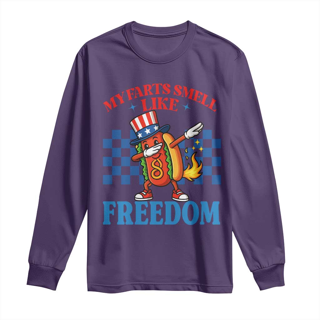 Funny My Farts Smell Like Freedom Long Sleeve Shirt July 4th Hot Dog Lover - Wonder Print Shop