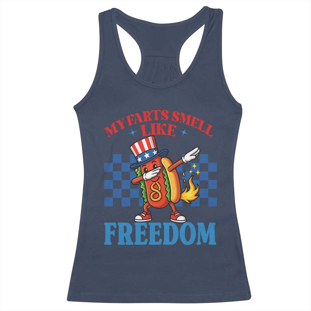 Funny My Farts Smell Like Freedom Racerback Tank Top July 4th Hot Dog Lover - Wonder Print Shop