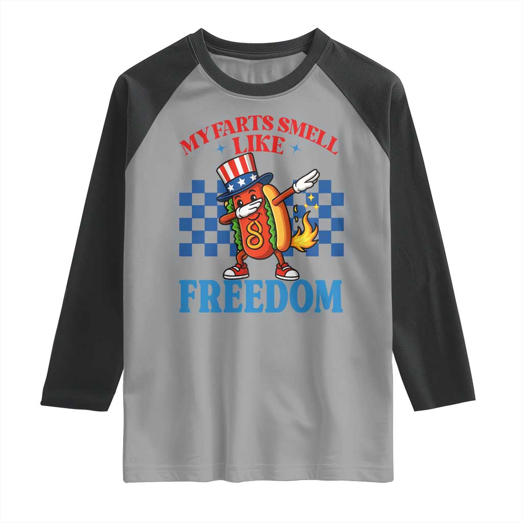 Funny My Farts Smell Like Freedom Raglan Shirt July 4th Hot Dog Lover - Wonder Print Shop