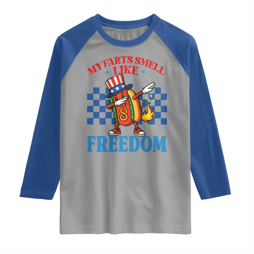 Funny My Farts Smell Like Freedom Raglan Shirt July 4th Hot Dog Lover - Wonder Print Shop