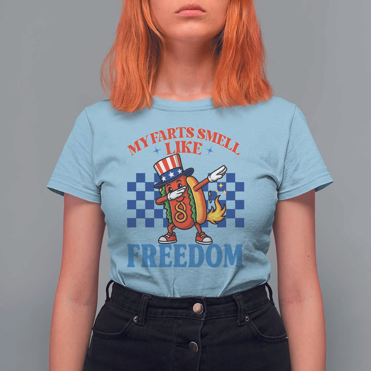 Funny My Farts Smell Like Freedom T Shirt For Women July 4th Hot Dog Lover - Wonder Print Shop