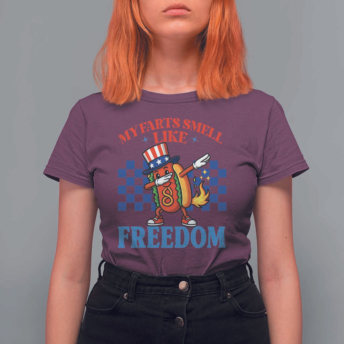 Funny My Farts Smell Like Freedom T Shirt For Women July 4th Hot Dog Lover - Wonder Print Shop