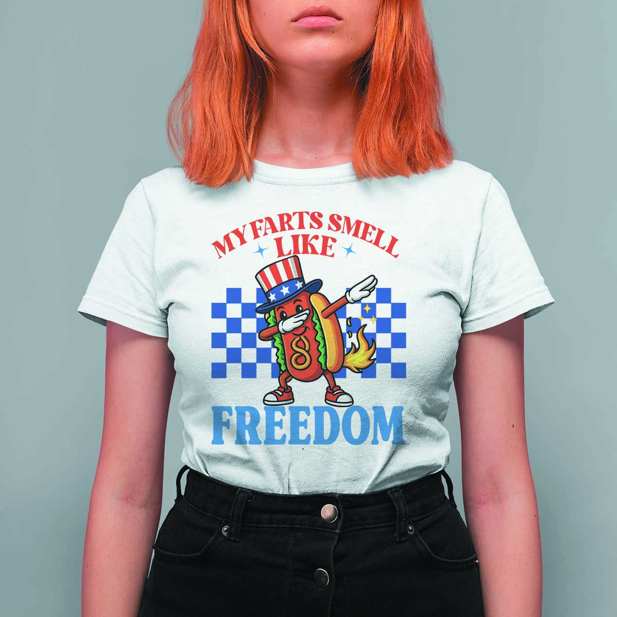 Funny My Farts Smell Like Freedom T Shirt For Women July 4th Hot Dog Lover - Wonder Print Shop