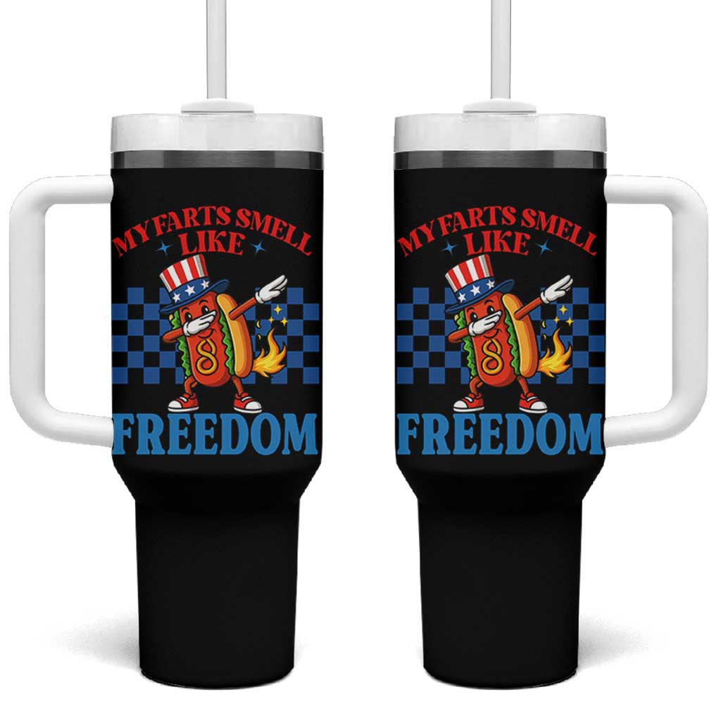 Funny My Farts Smell Like Freedom Tumbler With Handle July 4th Hot Dog Lover - Wonder Print Shop