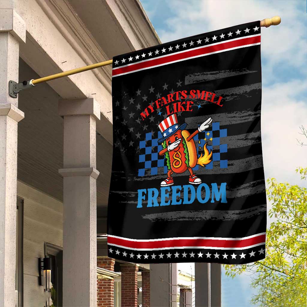 Funny My Farts Smell Like Freedom Garden Flag July 4th Hot Dog Lover