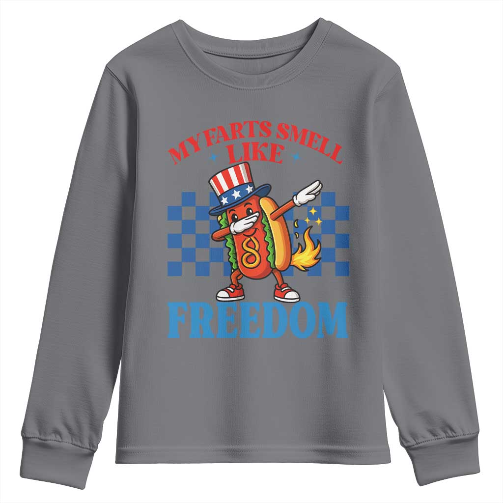 Funny My Farts Smell Like Freedom Youth Sweatshirt July 4th Hot Dog Lover - Wonder Print Shop