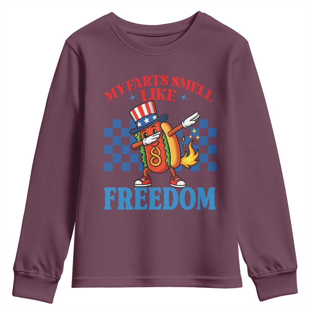 Funny My Farts Smell Like Freedom Youth Sweatshirt July 4th Hot Dog Lover - Wonder Print Shop