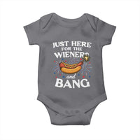 Funny Just Here For The Wieners And Bang Baby Onesie 4th Of July Hot Dog Lover Fireworks - Wonder Print Shop