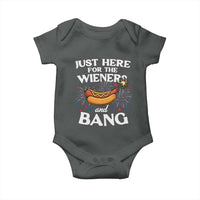 Funny Just Here For The Wieners And Bang Baby Onesie 4th Of July Hot Dog Lover Fireworks - Wonder Print Shop