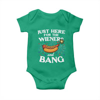Funny Just Here For The Wieners And Bang Baby Onesie 4th Of July Hot Dog Lover Fireworks - Wonder Print Shop