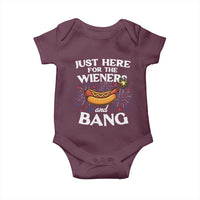 Funny Just Here For The Wieners And Bang Baby Onesie 4th Of July Hot Dog Lover Fireworks - Wonder Print Shop