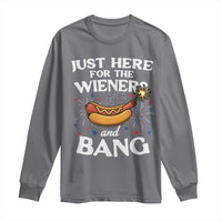 Funny Just Here For The Wieners And Bang Long Sleeve Shirt 4th Of July Hot Dog Lover Fireworks - Wonder Print Shop