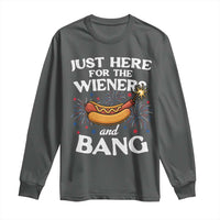 Funny Just Here For The Wieners And Bang Long Sleeve Shirt 4th Of July Hot Dog Lover Fireworks - Wonder Print Shop