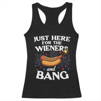Funny Just Here For The Wieners And Bang Racerback Tank Top 4th Of July Hot Dog Lover Fireworks - Wonder Print Shop