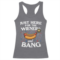 Funny Just Here For The Wieners And Bang Racerback Tank Top 4th Of July Hot Dog Lover Fireworks - Wonder Print Shop