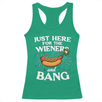 Funny Just Here For The Wieners And Bang Racerback Tank Top 4th Of July Hot Dog Lover Fireworks - Wonder Print Shop