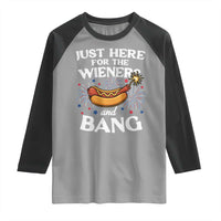 Funny Just Here For The Wieners And Bang Raglan Shirt 4th Of July Hot Dog Lover Fireworks - Wonder Print Shop