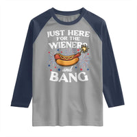 Funny Just Here For The Wieners And Bang Raglan Shirt 4th Of July Hot Dog Lover Fireworks - Wonder Print Shop