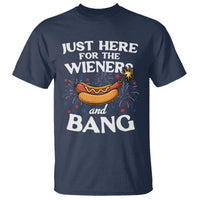 Funny Just Here For The Wieners And Bang T Shirt 4th Of July Hot Dog Lover Fireworks - Wonder Print Shop