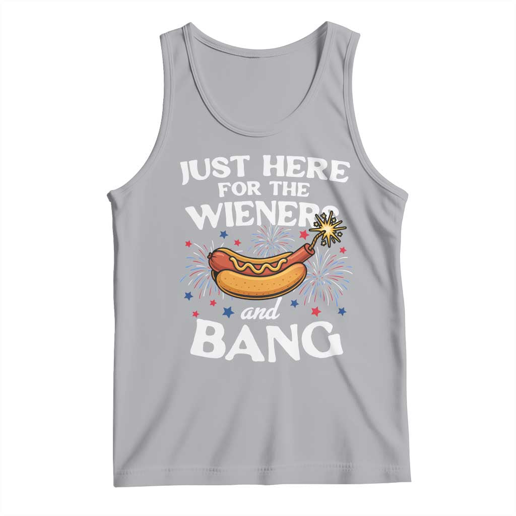 Funny Just Here For The Wieners And Bang Tank Top 4th Of July Hot Dog Lover Fireworks - Wonder Print Shop