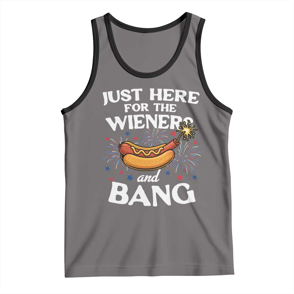 Funny Just Here For The Wieners And Bang Tank Top 4th Of July Hot Dog Lover Fireworks - Wonder Print Shop