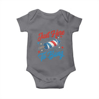 Funny Fireworks Just Here To Bang Baby Onesie American Flag Firecracker Rocket - Wonder Print Shop