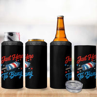 Funny Fireworks Just Here To Bang 4 in 1 Can Cooler Tumbler American Flag Firecracker Rocket - Wonder Print Shop