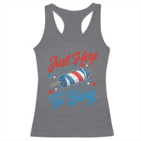 Funny Fireworks Just Here To Bang Racerback Tank Top American Flag Firecracker Rocket - Wonder Print Shop