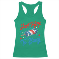 Funny Fireworks Just Here To Bang Racerback Tank Top American Flag Firecracker Rocket - Wonder Print Shop