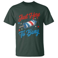 Funny Fireworks Just Here To Bang T Shirt American Flag Firecracker Rocket - Wonder Print Shop