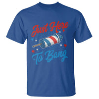 Funny Fireworks Just Here To Bang T Shirt American Flag Firecracker Rocket - Wonder Print Shop