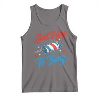Funny Fireworks Just Here To Bang Tank Top American Flag Firecracker Rocket - Wonder Print Shop