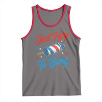 Funny Fireworks Just Here To Bang Tank Top American Flag Firecracker Rocket - Wonder Print Shop