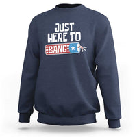 Funny Fireworks Just Here To Bang Sweatshirt American Flag Firecracker - Wonder Print Shop