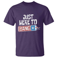 Funny Fireworks Just Here To Bang T Shirt American Flag Firecracker - Wonder Print Shop