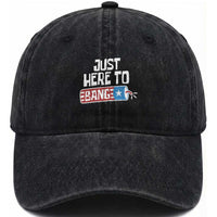 Funny Fireworks Just Here To Bang Washed Cotton Baseball Cap American Flag Firecracker