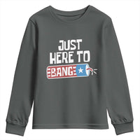 Funny Fireworks Just Here To Bang Youth Sweatshirt American Flag Firecracker - Wonder Print Shop
