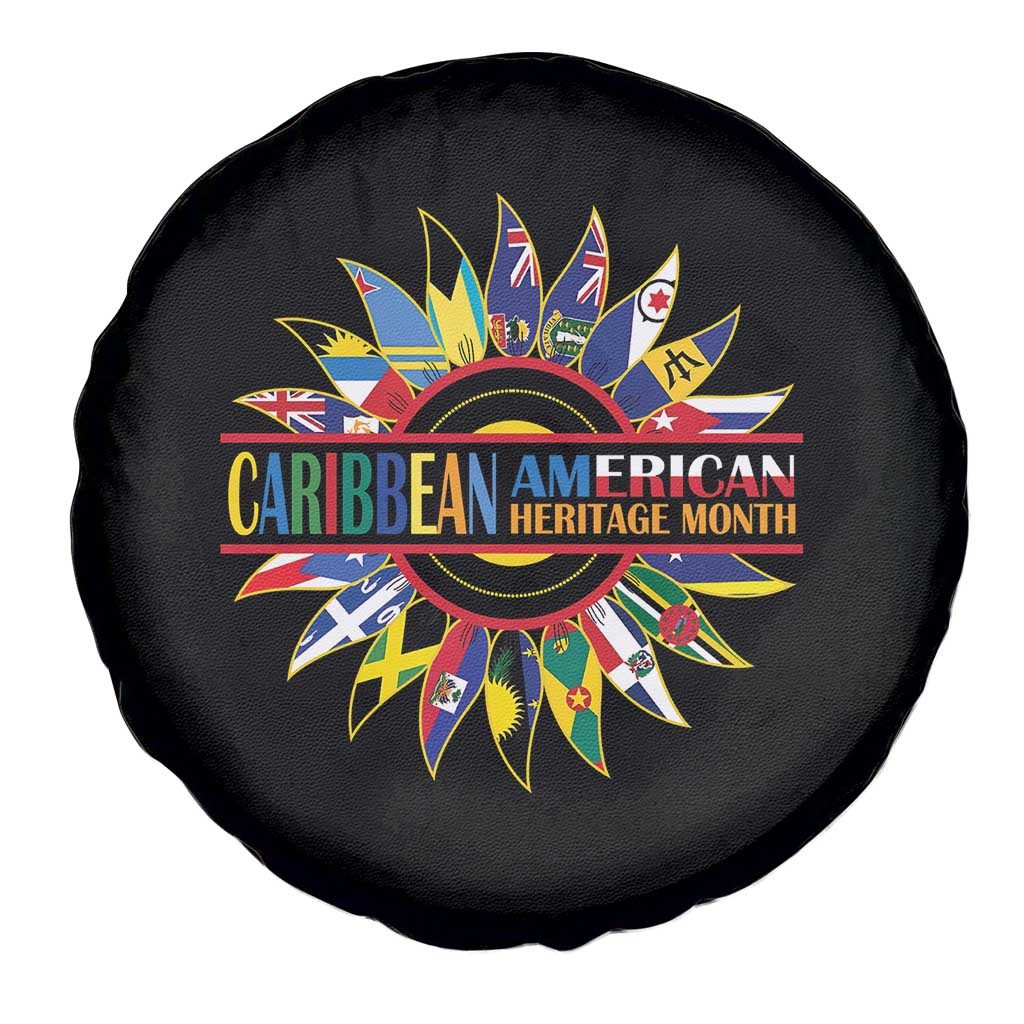 Funny Caribbean American Heritage Month Spare Tire Cover Flower