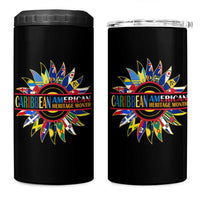 Funny Caribbean American Heritage Month 4 in 1 Can Cooler Tumbler Flower