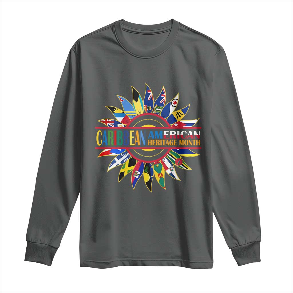 Funny Caribbean American Heritage Month Long Sleeve Shirt Flower