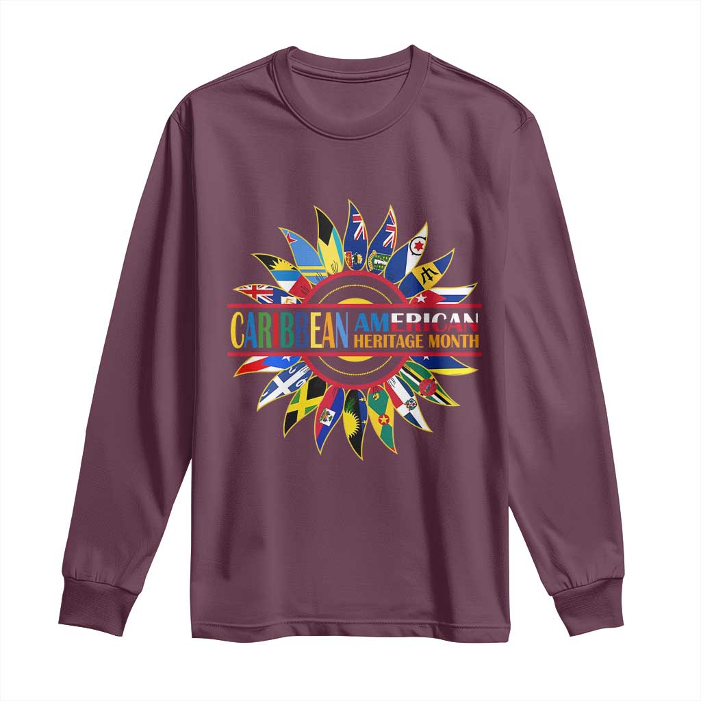 Funny Caribbean American Heritage Month Long Sleeve Shirt Flower