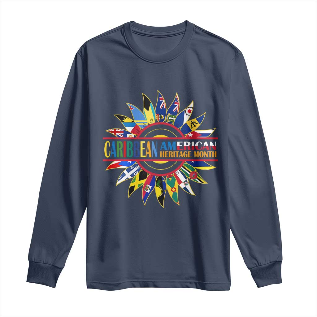 Funny Caribbean American Heritage Month Long Sleeve Shirt Flower
