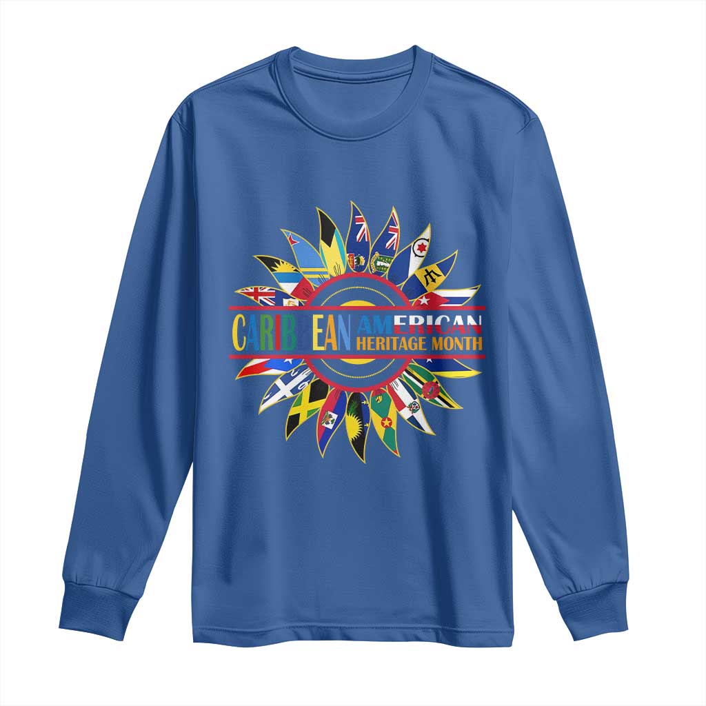 Funny Caribbean American Heritage Month Long Sleeve Shirt Flower