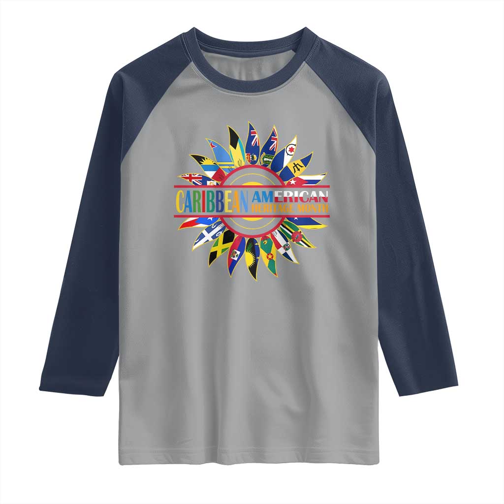 Funny Caribbean American Heritage Month Raglan Shirt Flower