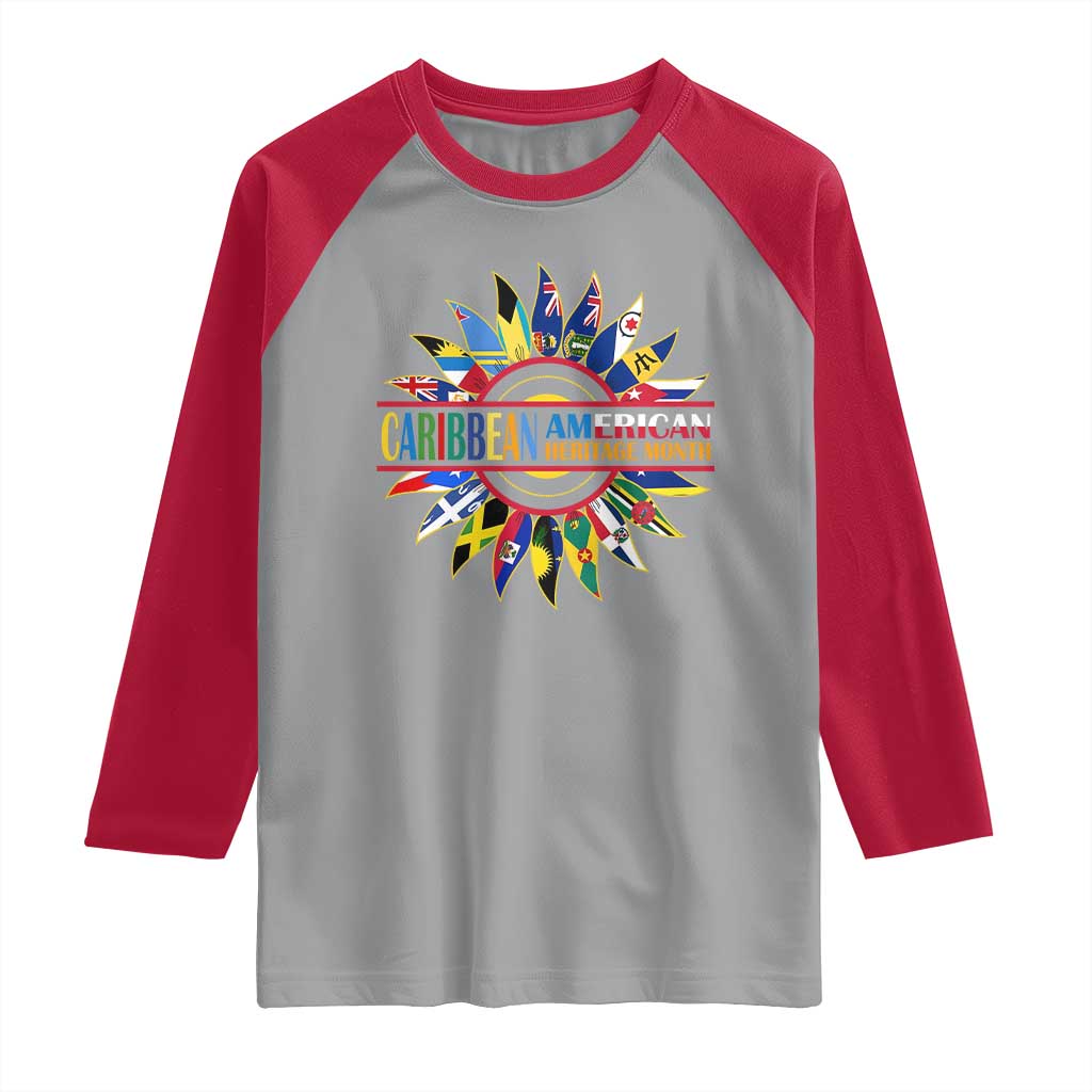 Funny Caribbean American Heritage Month Raglan Shirt Flower