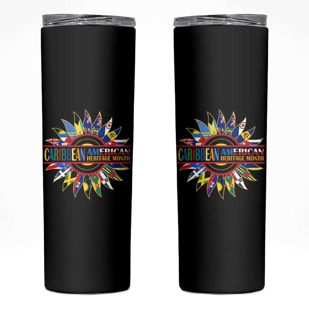 Funny Caribbean American Heritage Month Skinny Tumbler Flower